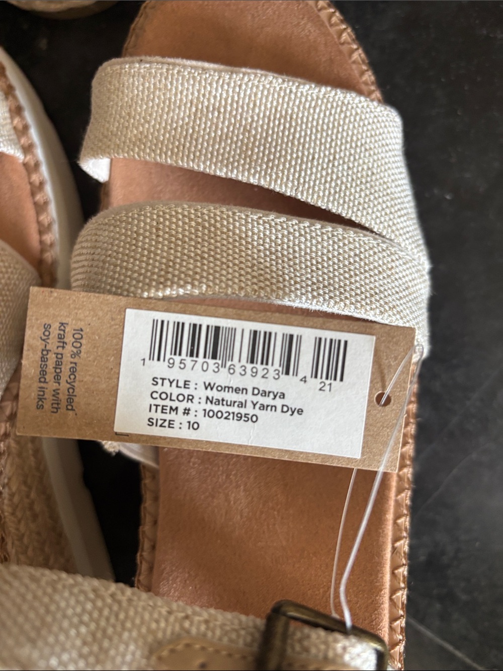Toms Women's Cream Cross-Strap Canvas Wedge Sandals - Picture 4 of 4
